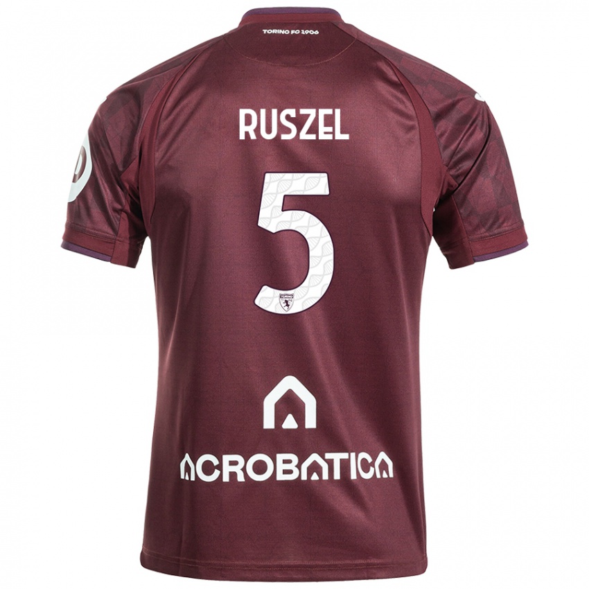 Niño Camiseta Marcel Ruszel #5 Granate Blanco 1ª Equipación 2024/25 La Camisa Argentina