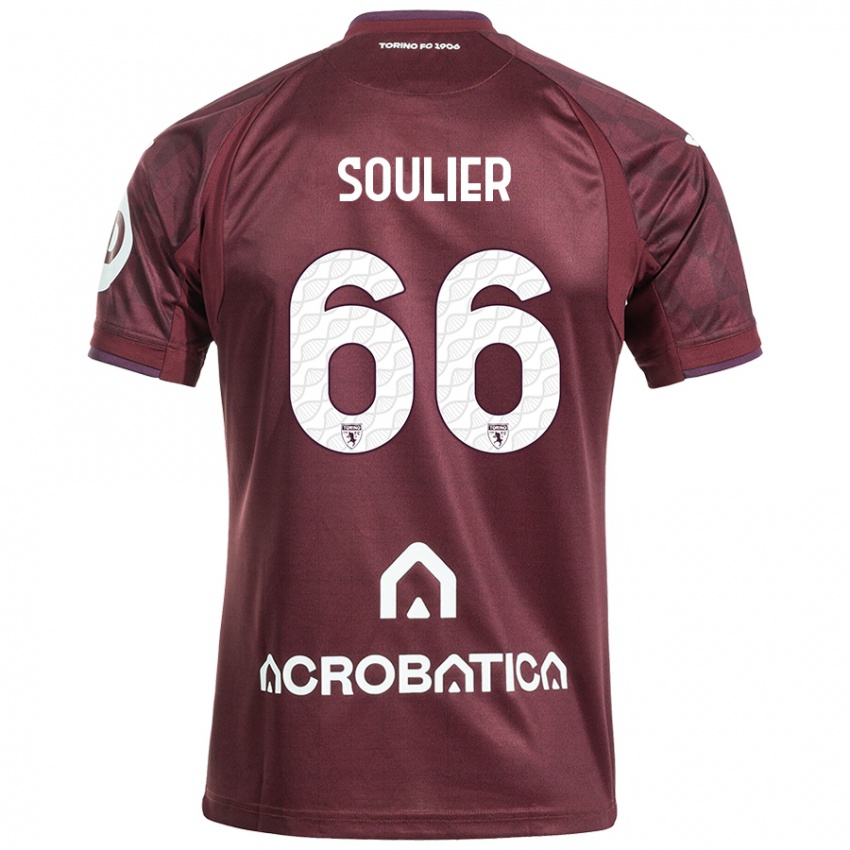 Niño Camiseta Evan Soulier #66 Granate Blanco 1ª Equipación 2024/25 La Camisa Argentina