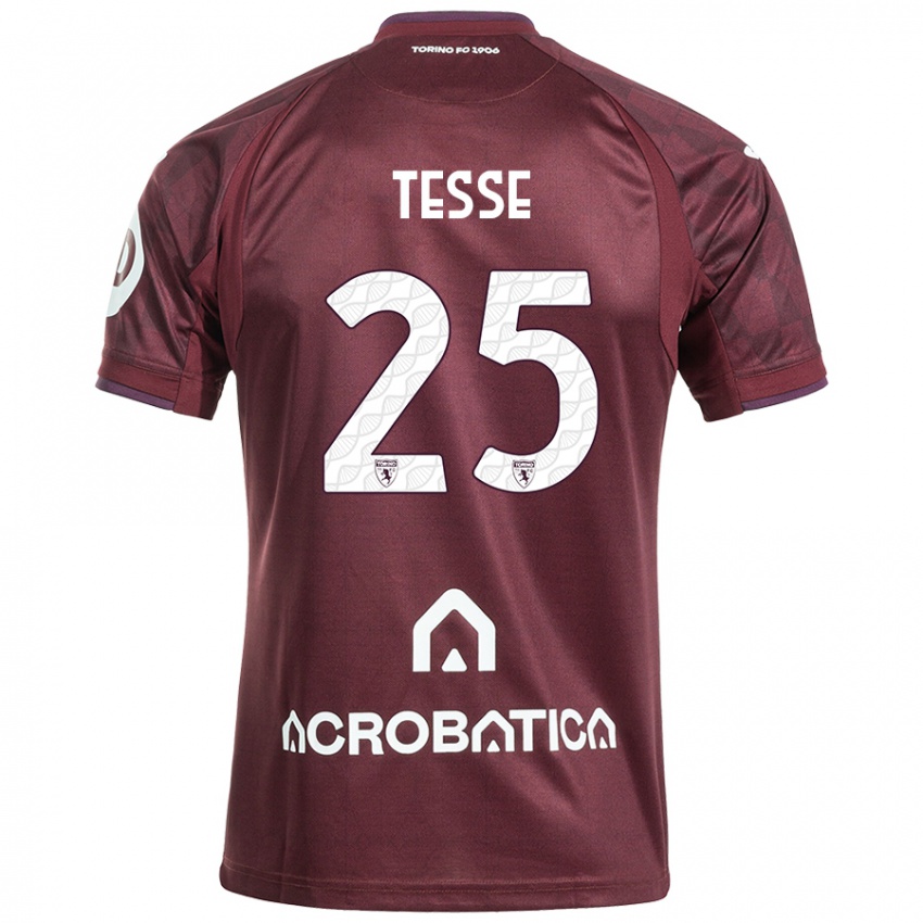 Niño Camiseta Manuela Tesse #25 Granate Blanco 1ª Equipación 2024/25 La Camisa Argentina