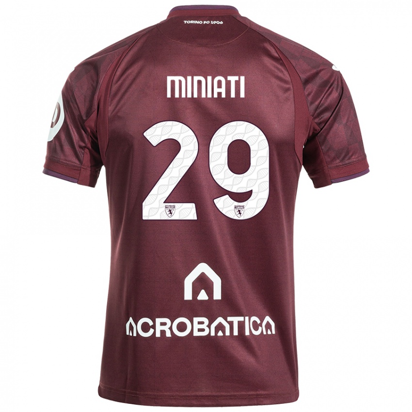 Niño Camiseta Elisa Miniati #29 Granate Blanco 1ª Equipación 2024/25 La Camisa Argentina