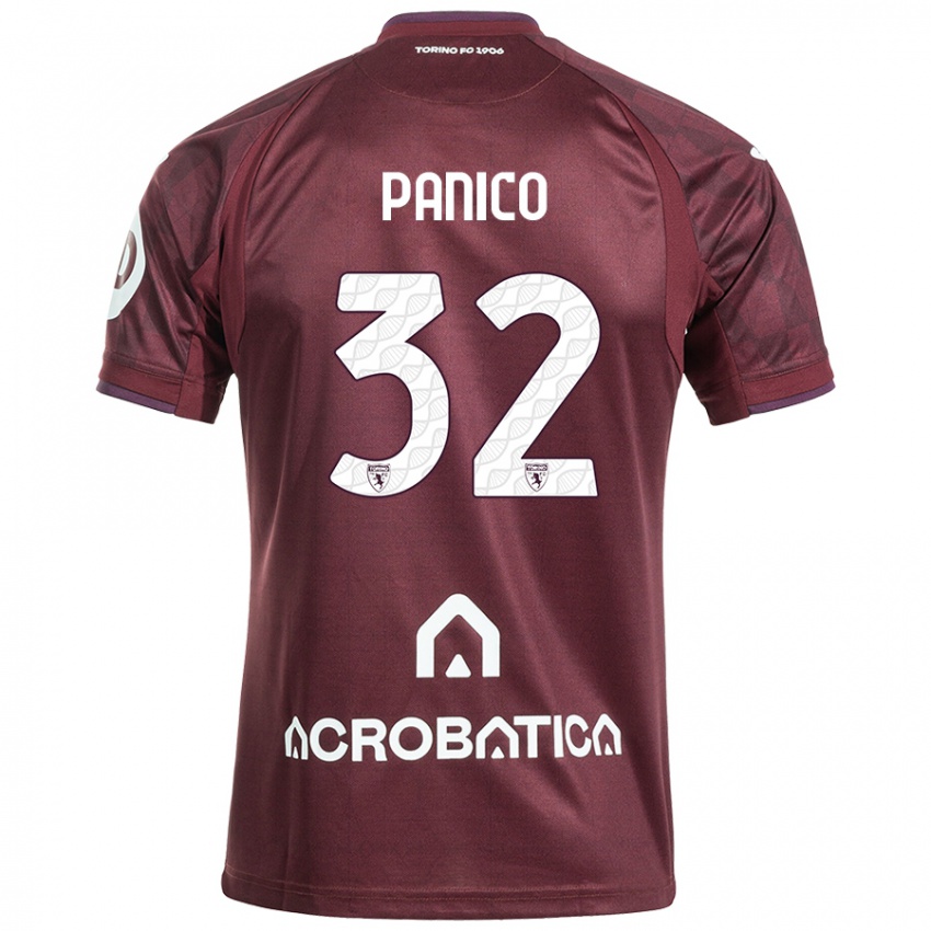 Niño Camiseta Patrizia Panico #32 Granate Blanco 1ª Equipación 2024/25 La Camisa Argentina