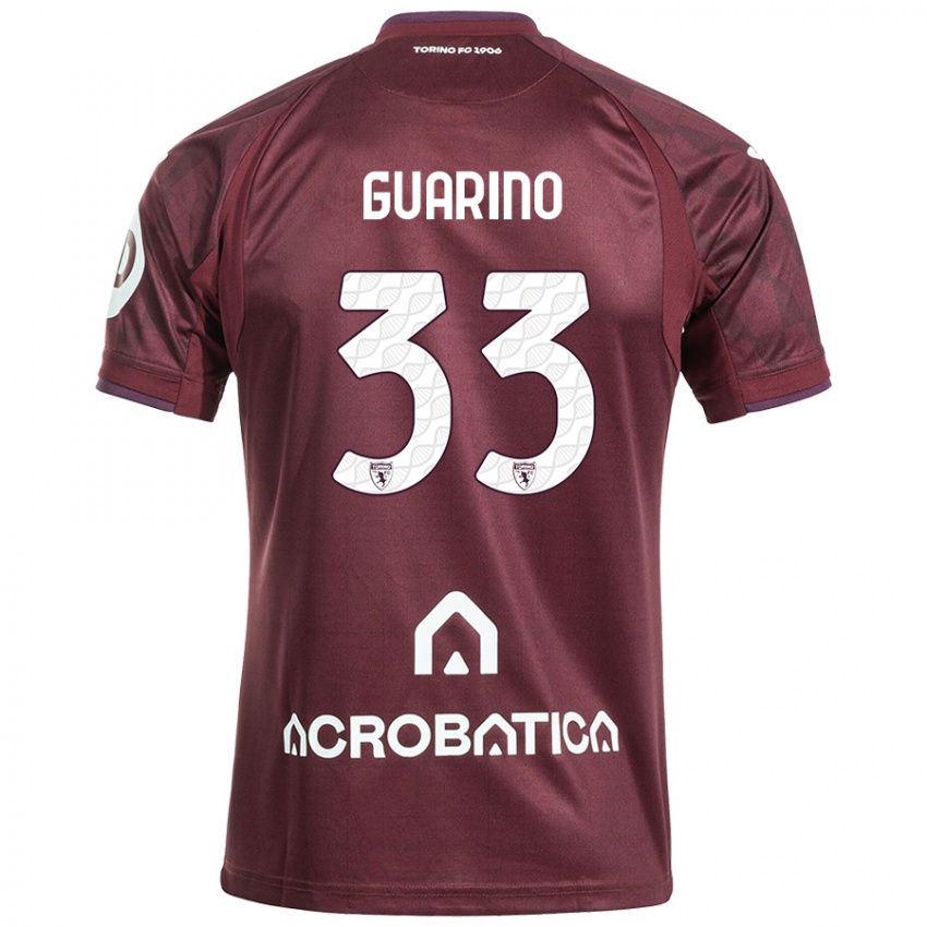 Niño Camiseta Rita Guarino #33 Granate Blanco 1ª Equipación 2024/25 La Camisa Argentina