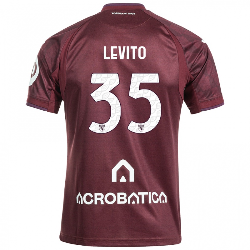 Niño Camiseta Isabeau Levito #35 Granate Blanco 1ª Equipación 2024/25 La Camisa Argentina