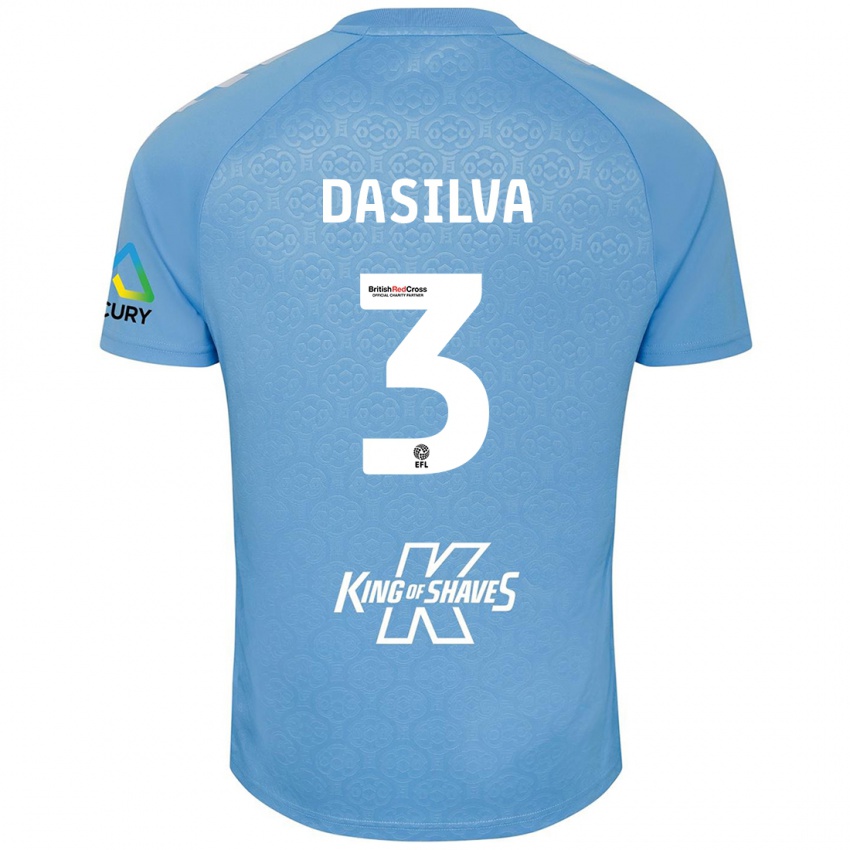 Niño Camiseta Jay Dasilva #3 Azul Blanco 1ª Equipación 2024/25 La Camisa Argentina