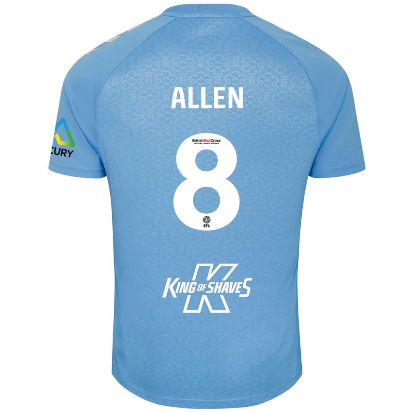 Niño Camiseta Jamie Allen #8 Azul Blanco 1ª Equipación 2024/25 La Camisa Argentina