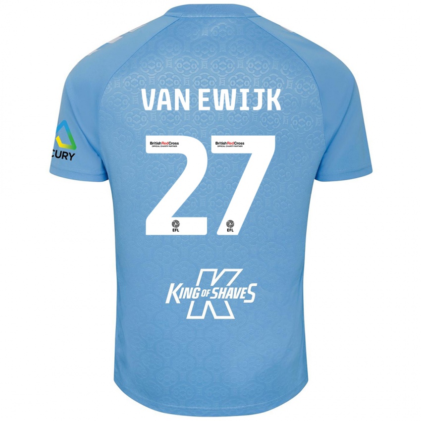 Niño Camiseta Milan Van Ewijk #27 Azul Blanco 1ª Equipación 2024/25 La Camisa Argentina