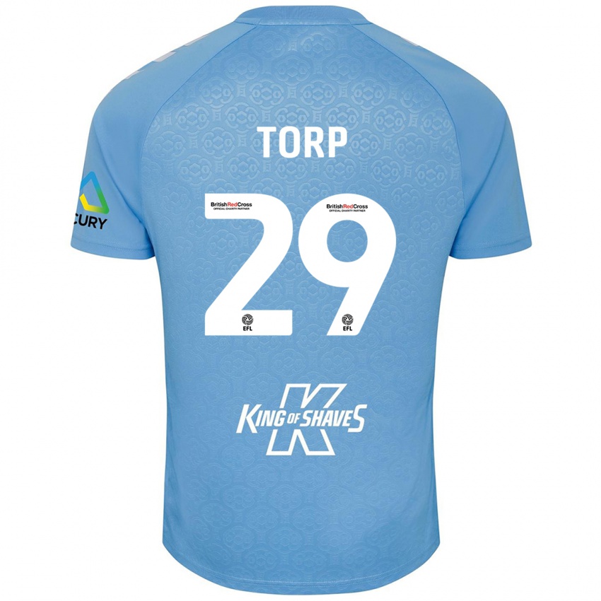 Niño Camiseta Victor Torp #29 Azul Blanco 1ª Equipación 2024/25 La Camisa Argentina