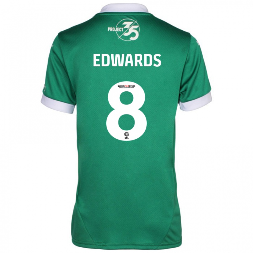 Niño Camiseta Joe Edwards #8 Verde Blanco 1ª Equipación 2024/25 La Camisa Argentina