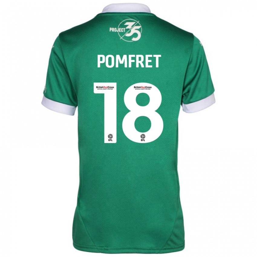 Niño Camiseta Taya Pomfret #18 Verde Blanco 1ª Equipación 2024/25 La Camisa Argentina