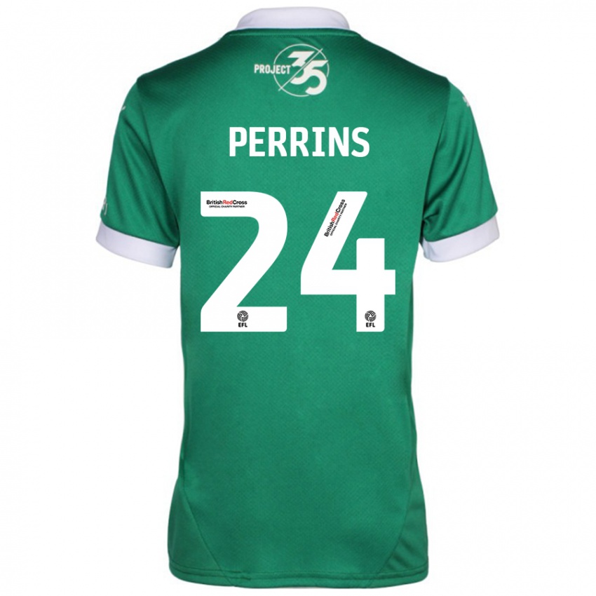 Niño Camiseta Grace Perrins #24 Verde Blanco 1ª Equipación 2024/25 La Camisa Argentina