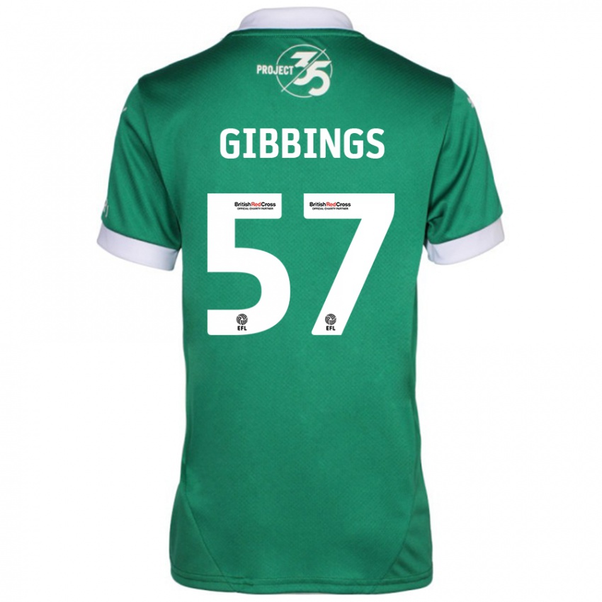 Niño Camiseta Cole Gibbings #57 Verde Blanco 1ª Equipación 2024/25 La Camisa Argentina