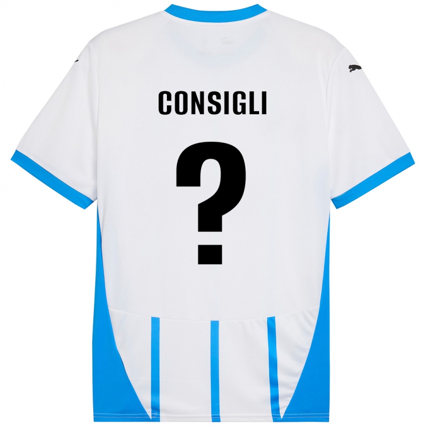 Niño Camiseta Andrea Consigli #0 Blanco Azul 2ª Equipación 2024/25 La Camisa Argentina