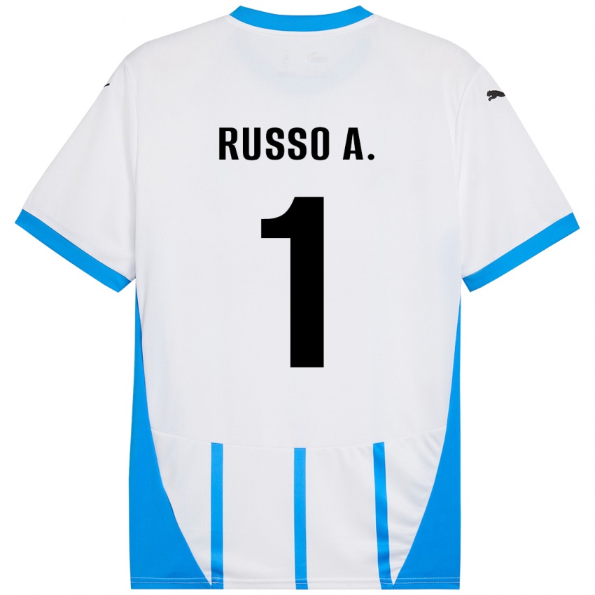 Niño Camiseta Alessandro Russo #1 Blanco Azul 2ª Equipación 2024/25 La Camisa Argentina