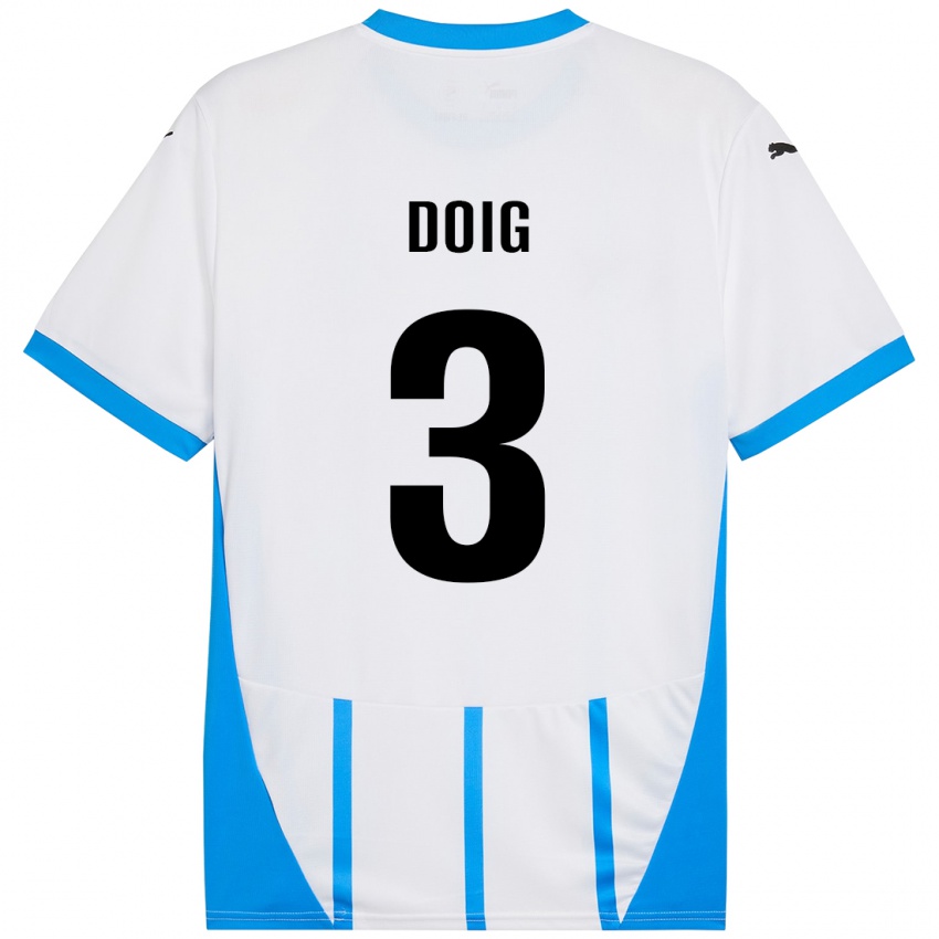 Niño Camiseta Josh Doig #3 Blanco Azul 2ª Equipación 2024/25 La Camisa Argentina