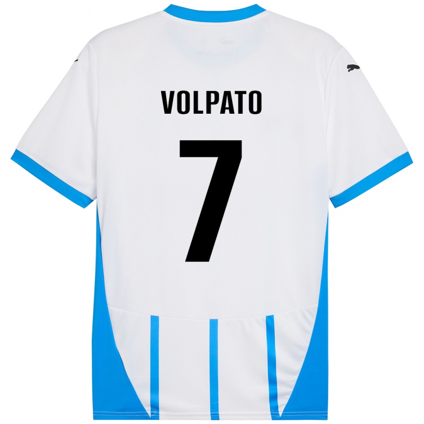 Niño Camiseta Cristian Volpato #7 Blanco Azul 2ª Equipación 2024/25 La Camisa Argentina