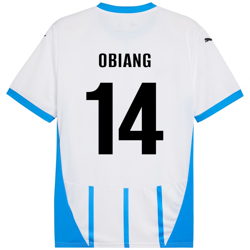 Niño Camiseta Pedro Obiang #14 Blanco Azul 2ª Equipación 2024/25 La Camisa Argentina