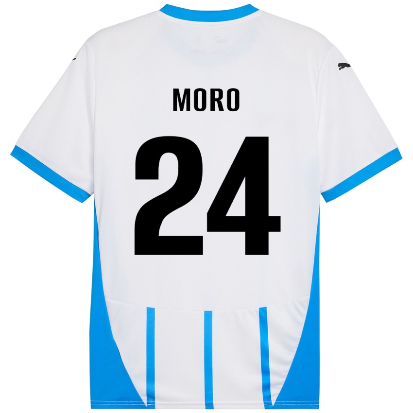 Niño Camiseta Luca Moro #24 Blanco Azul 2ª Equipación 2024/25 La Camisa Argentina