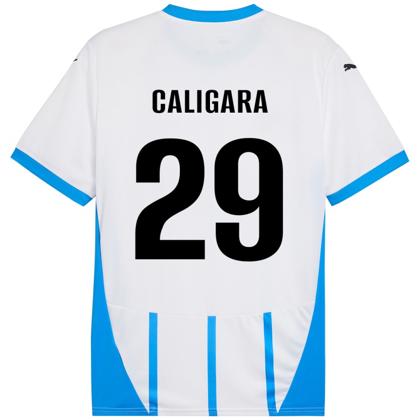 Niño Camiseta Fabrizio Caligara #29 Blanco Azul 2ª Equipación 2024/25 La Camisa Argentina