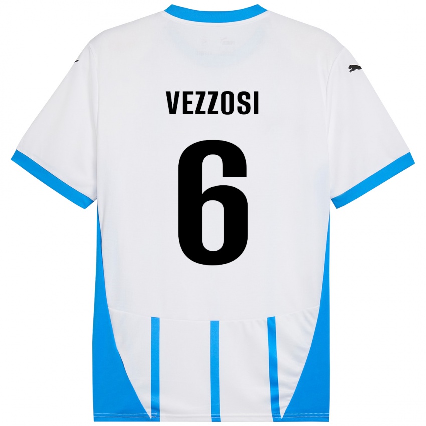 Niño Camiseta Giorgio Vezzosi #6 Blanco Azul 2ª Equipación 2024/25 La Camisa Argentina