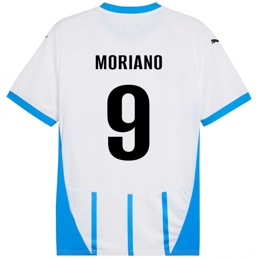 Niño Camiseta Andrea Moriano #9 Blanco Azul 2ª Equipación 2024/25 La Camisa Argentina