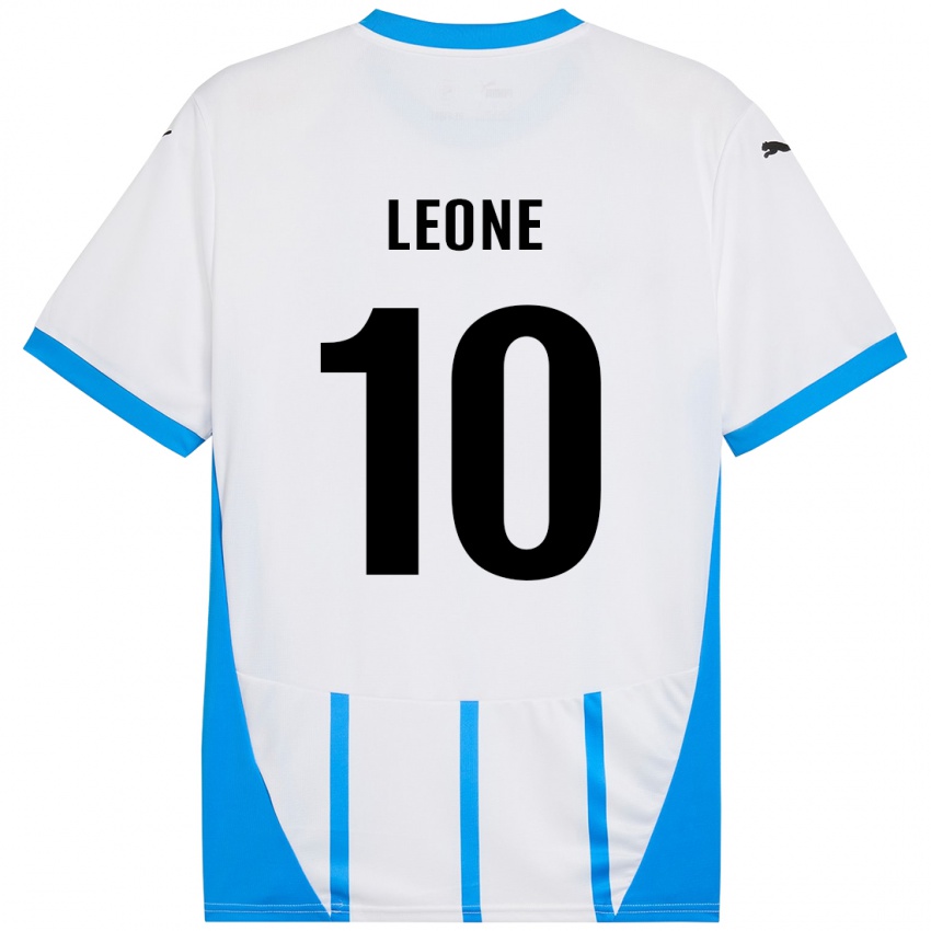 Niño Camiseta Kevin Leone #10 Blanco Azul 2ª Equipación 2024/25 La Camisa Argentina