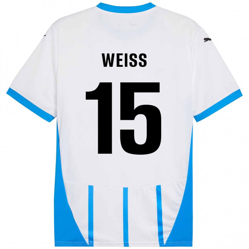 Niño Camiseta David Weiss #15 Blanco Azul 2ª Equipación 2024/25 La Camisa Argentina