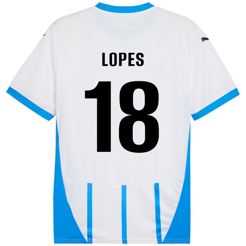 Niño Camiseta Emerick Lopes #18 Blanco Azul 2ª Equipación 2024/25 La Camisa Argentina