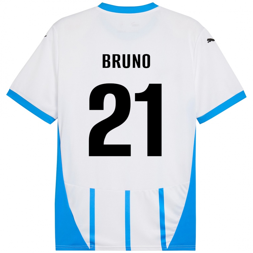 Niño Camiseta Kevin Bruno #21 Blanco Azul 2ª Equipación 2024/25 La Camisa Argentina