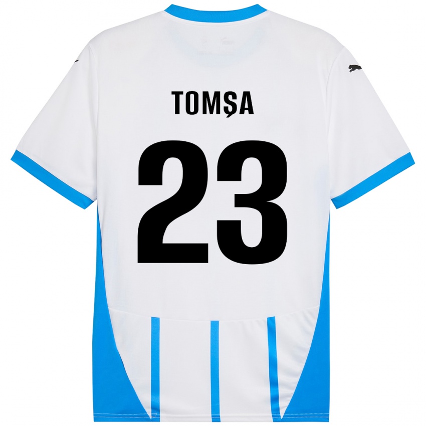 Niño Camiseta Troy Tomșa #23 Blanco Azul 2ª Equipación 2024/25 La Camisa Argentina