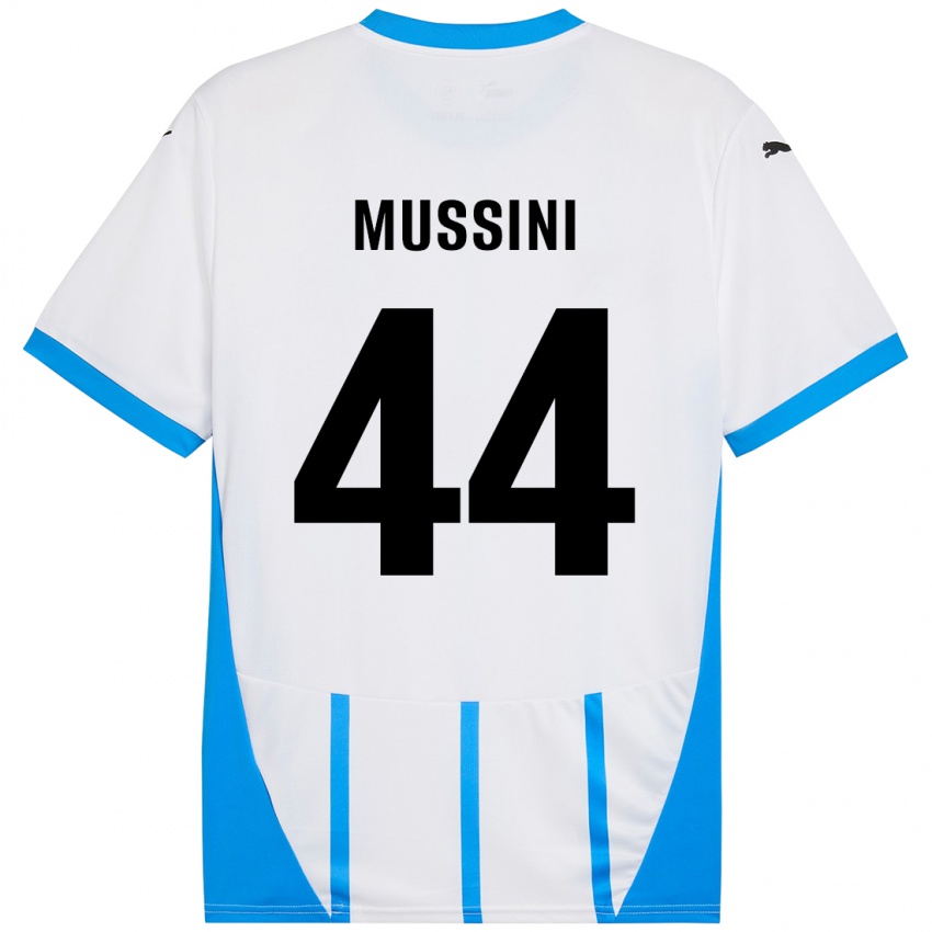 Niño Camiseta Andrea Mussini #44 Blanco Azul 2ª Equipación 2024/25 La Camisa Argentina