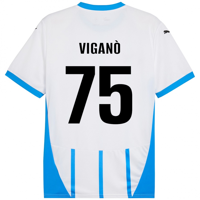 Niño Camiseta Lorenzo Viganò #75 Blanco Azul 2ª Equipación 2024/25 La Camisa Argentina