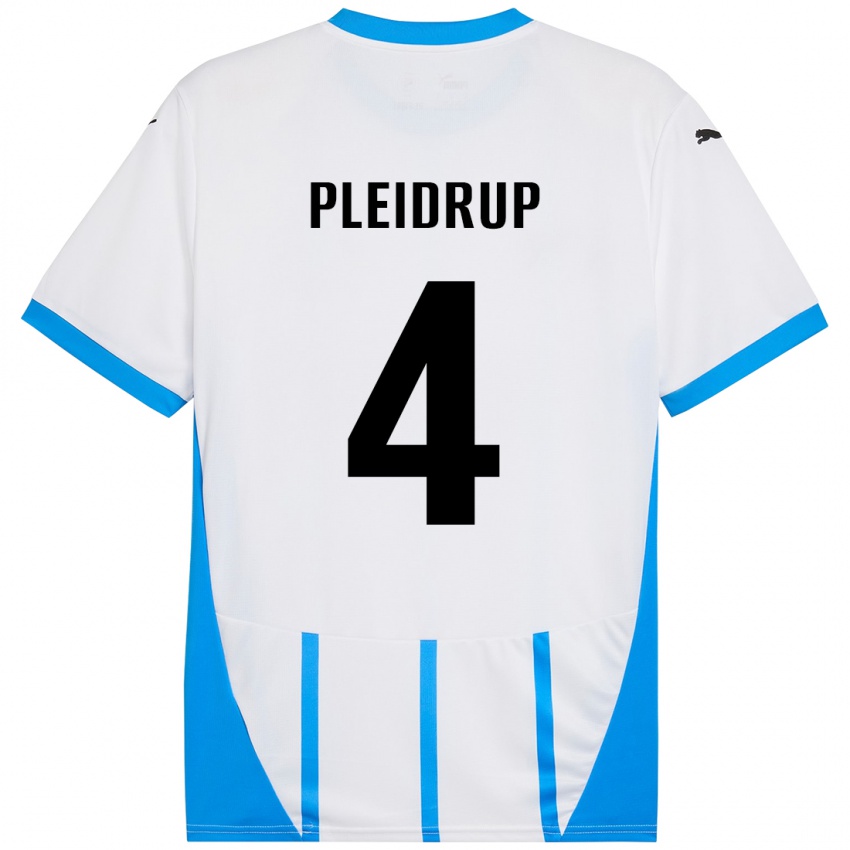 Niño Camiseta Caroline Pleidrup #4 Blanco Azul 2ª Equipación 2024/25 La Camisa Argentina