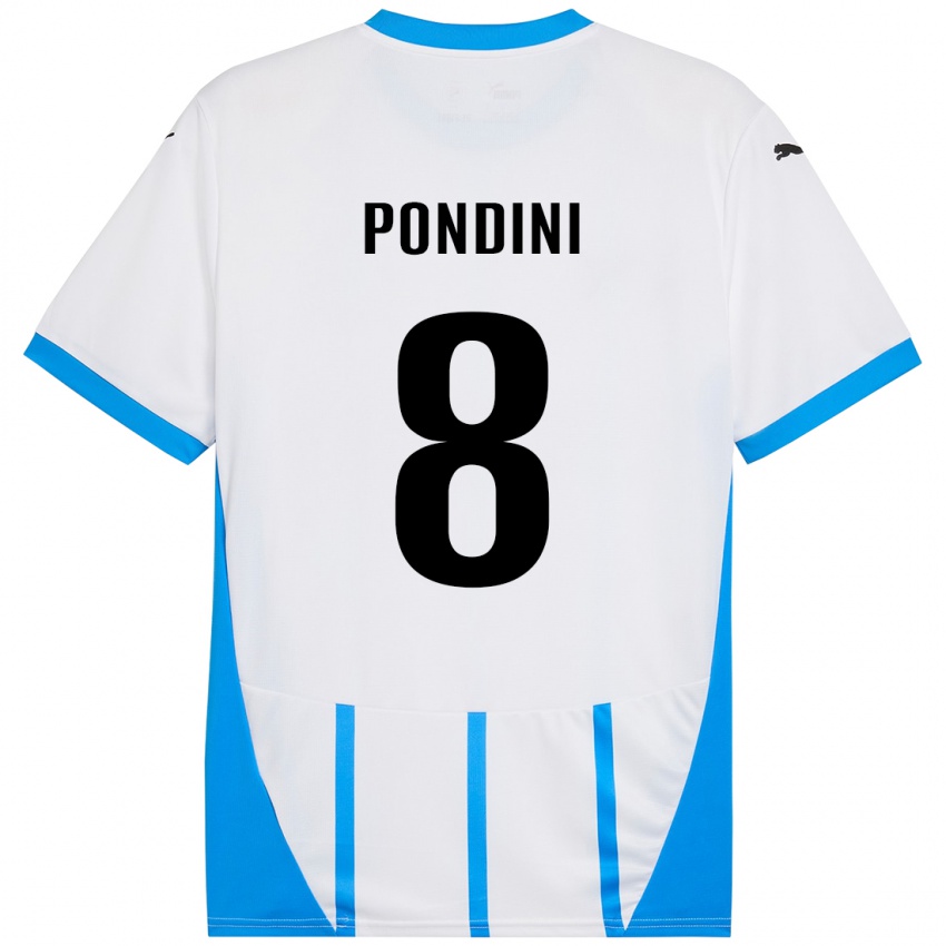 Niño Camiseta Giada Pondini #8 Blanco Azul 2ª Equipación 2024/25 La Camisa Argentina