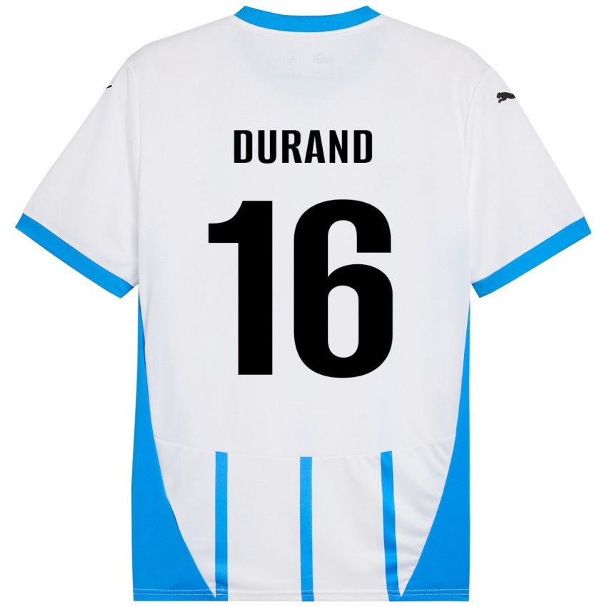 Niño Camiseta Solène Durand #16 Blanco Azul 2ª Equipación 2024/25 La Camisa Argentina