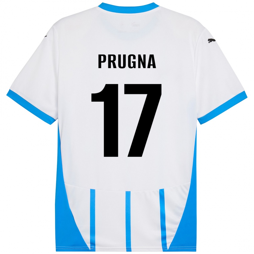 Niño Camiseta Cecilia Prugna #17 Blanco Azul 2ª Equipación 2024/25 La Camisa Argentina