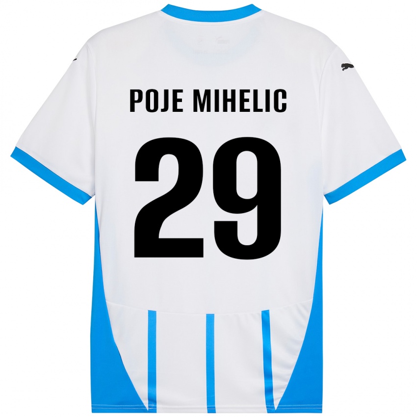 Niño Camiseta Naja Poje Mihelič #29 Blanco Azul 2ª Equipación 2024/25 La Camisa Argentina