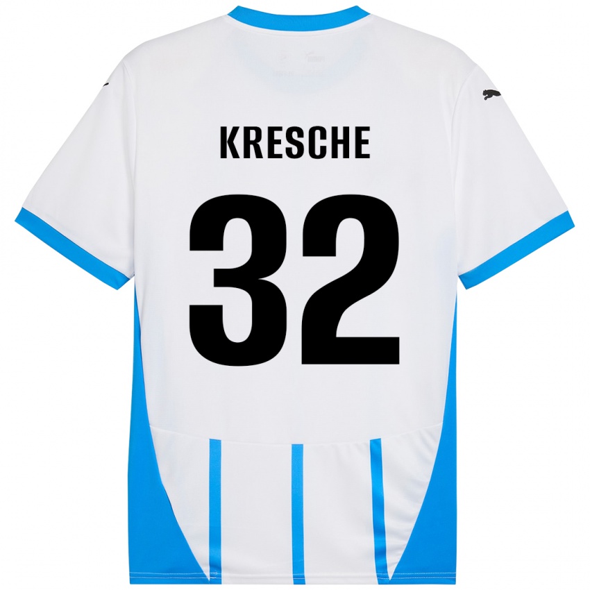 Niño Camiseta Isabella Kresche #32 Blanco Azul 2ª Equipación 2024/25 La Camisa Argentina