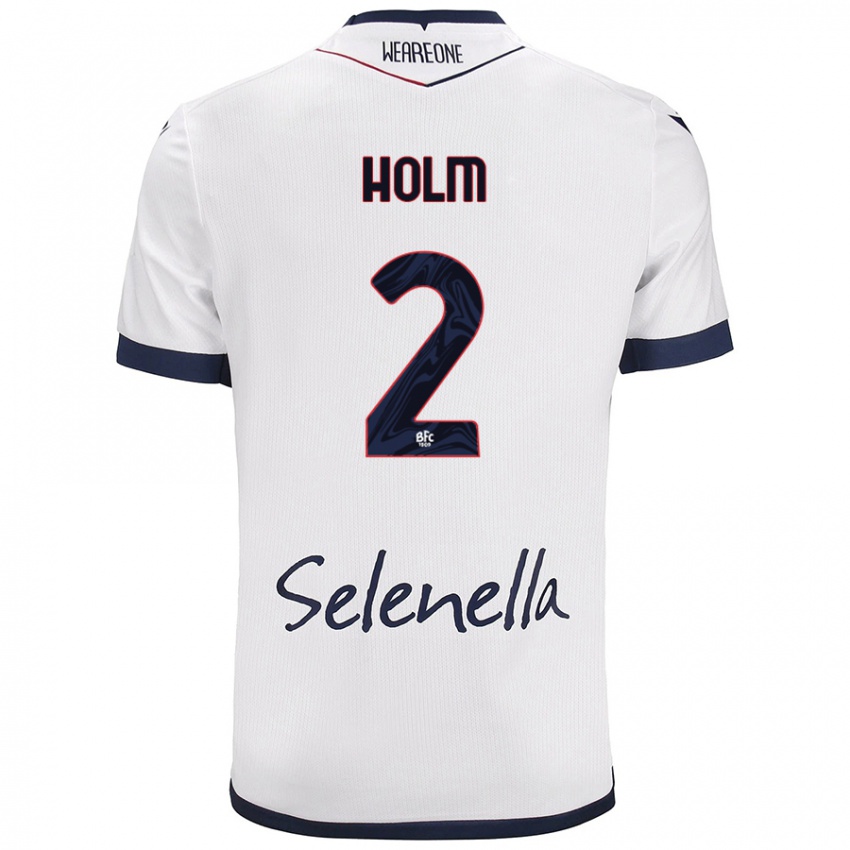 Niño Camiseta Emil Holm #2 Blanco Azul Real 2ª Equipación 2024/25 La Camisa Argentina