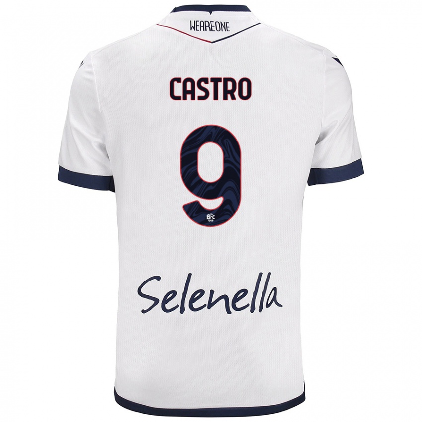 Niño Camiseta Santiago Castro #9 Blanco Azul Real 2ª Equipación 2024/25 La Camisa Argentina