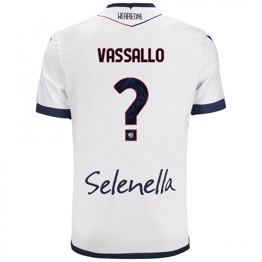 Niño Camiseta Giacomo Vassallo #0 Blanco Azul Real 2ª Equipación 2024/25 La Camisa Argentina