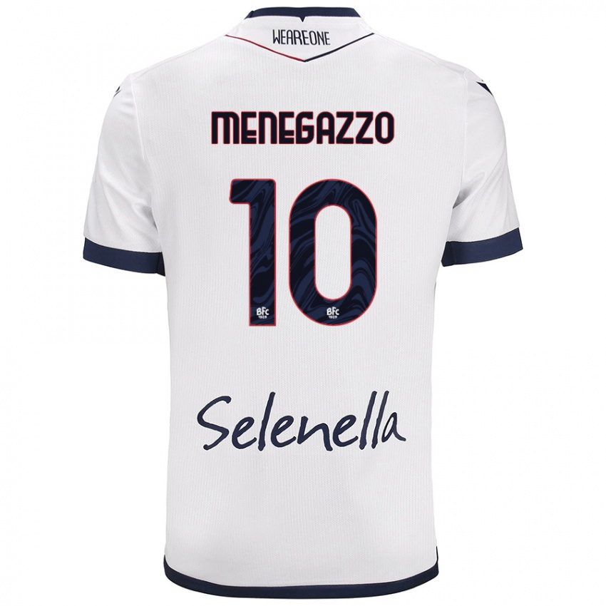 Niño Camiseta Lorenzo Menegazzo #10 Blanco Azul Real 2ª Equipación 2024/25 La Camisa Argentina