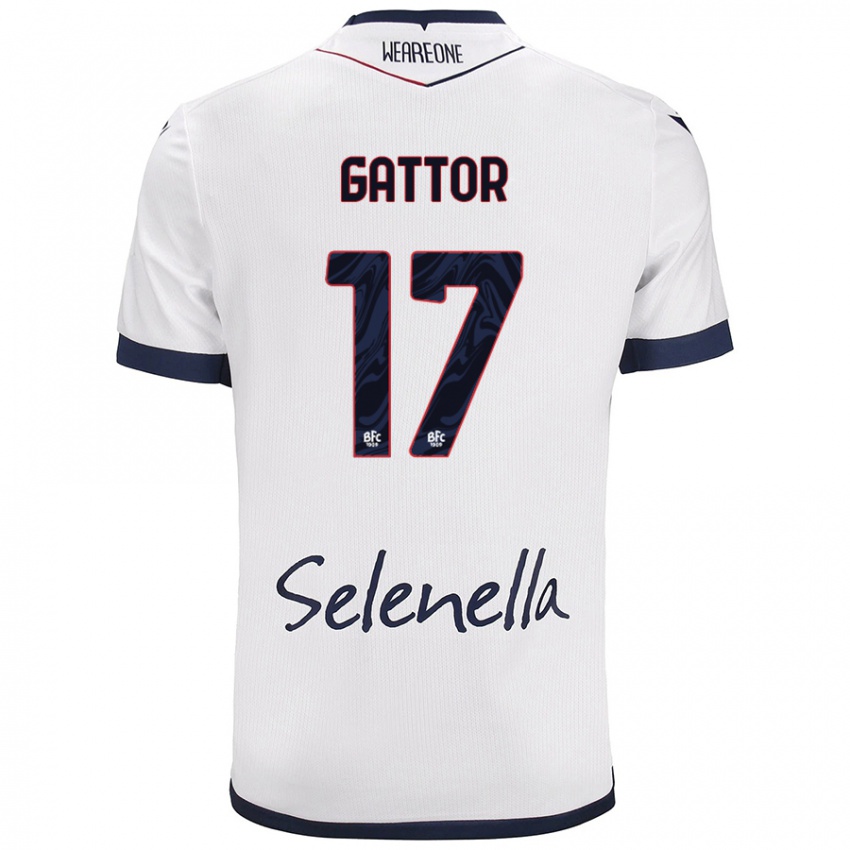 Niño Camiseta Gianluca Gattor #17 Blanco Azul Real 2ª Equipación 2024/25 La Camisa Argentina