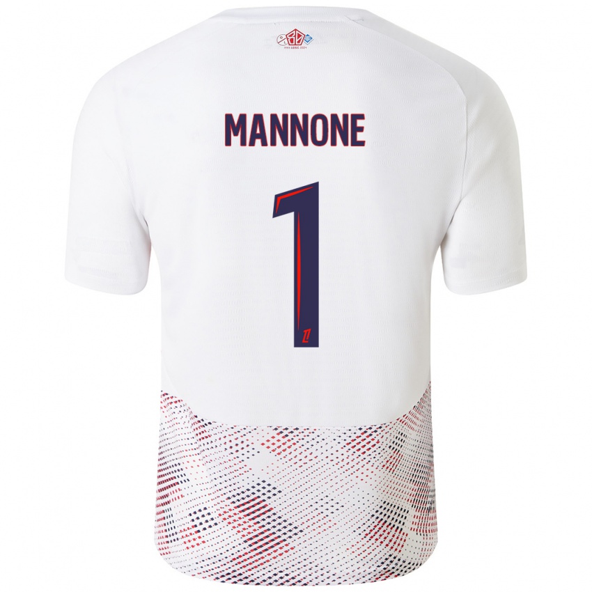 Niño Camiseta Vito Mannone #1 Blanco Azul Real 2ª Equipación 2024/25 La Camisa Argentina