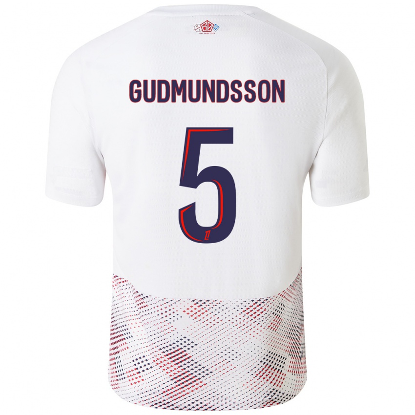 Niño Camiseta Gabriel Gudmundsson #5 Blanco Azul Real 2ª Equipación 2024/25 La Camisa Argentina