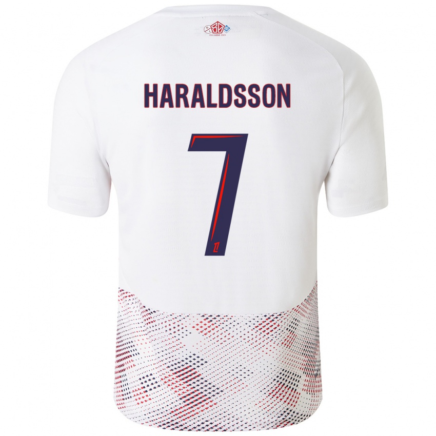 Niño Camiseta Hákon Arnar Haraldsson #7 Blanco Azul Real 2ª Equipación 2024/25 La Camisa Argentina