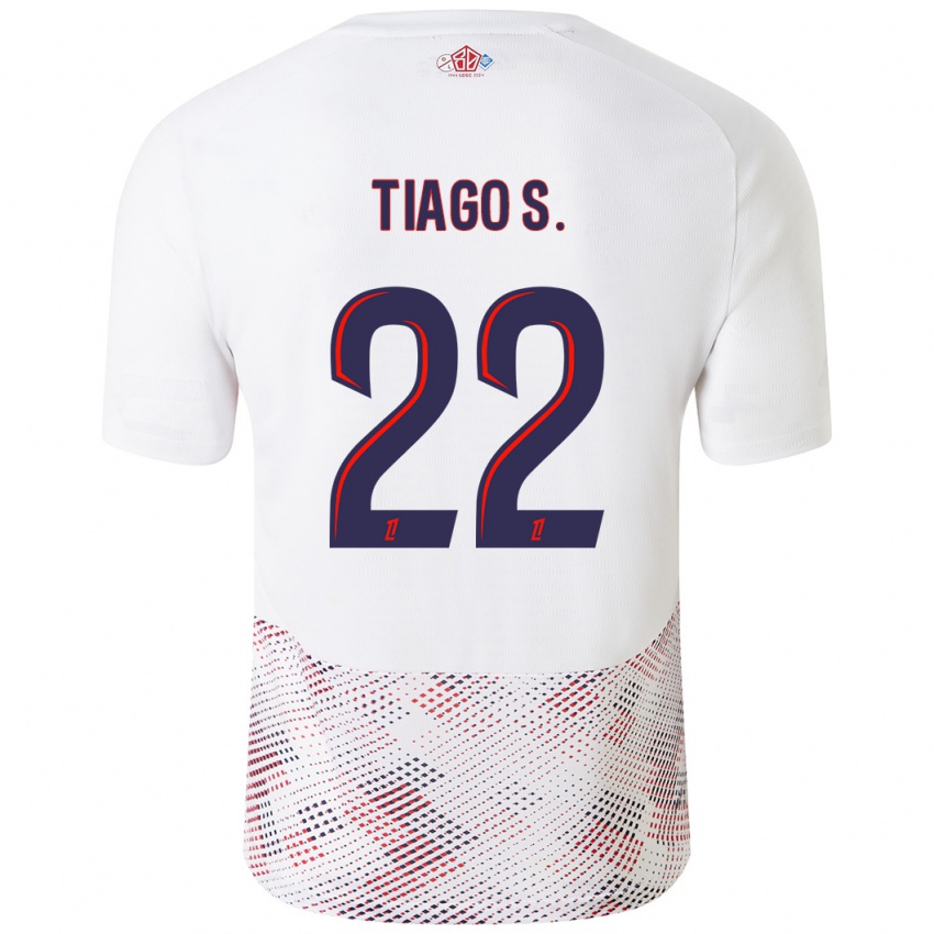 Niño Camiseta Tiago Santos #22 Blanco Azul Real 2ª Equipación 2024/25 La Camisa Argentina