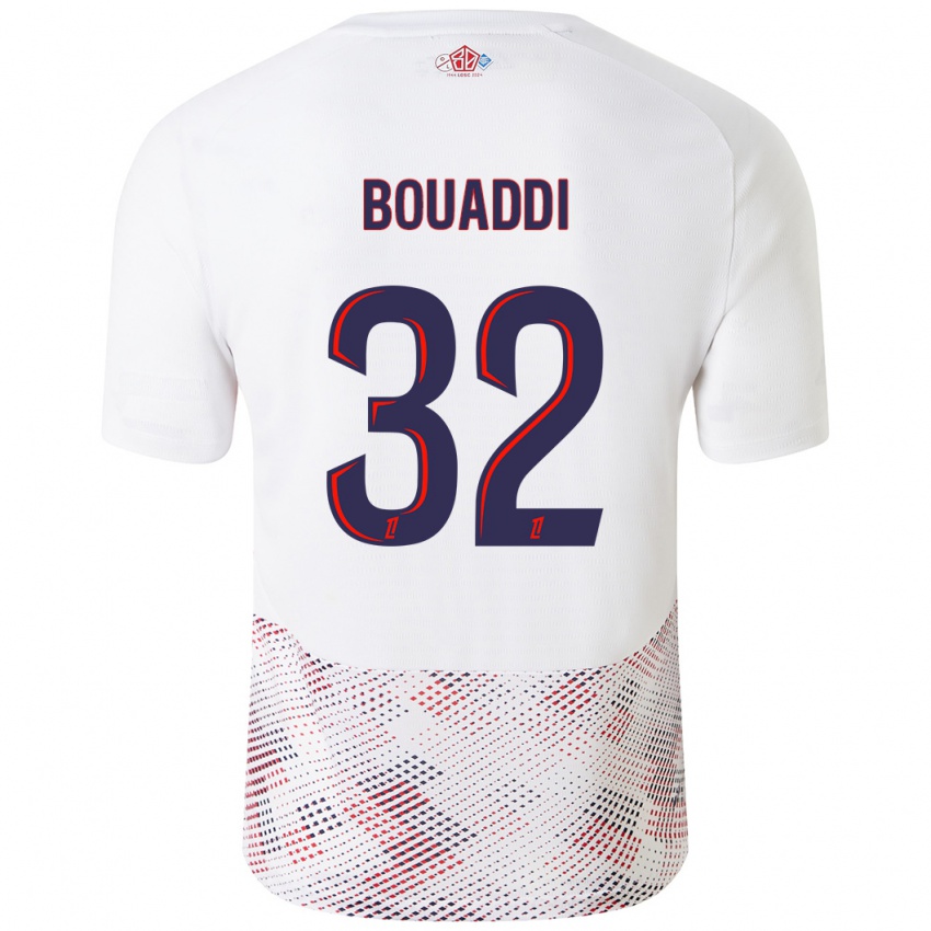 Niño Camiseta Ayyoub Bouaddi #32 Blanco Azul Real 2ª Equipación 2024/25 La Camisa Argentina