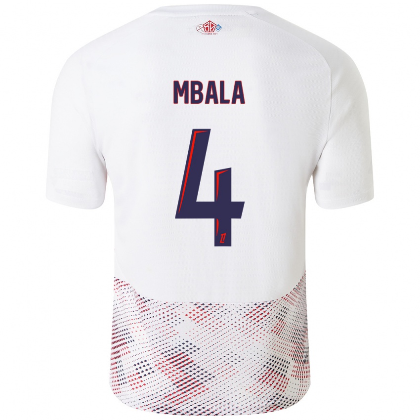 Niño Camiseta Olivia Mbala #4 Blanco Azul Real 2ª Equipación 2024/25 La Camisa Argentina