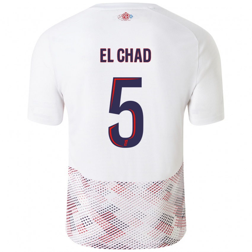 Niño Camiseta Nesryne El Chad #5 Blanco Azul Real 2ª Equipación 2024/25 La Camisa Argentina