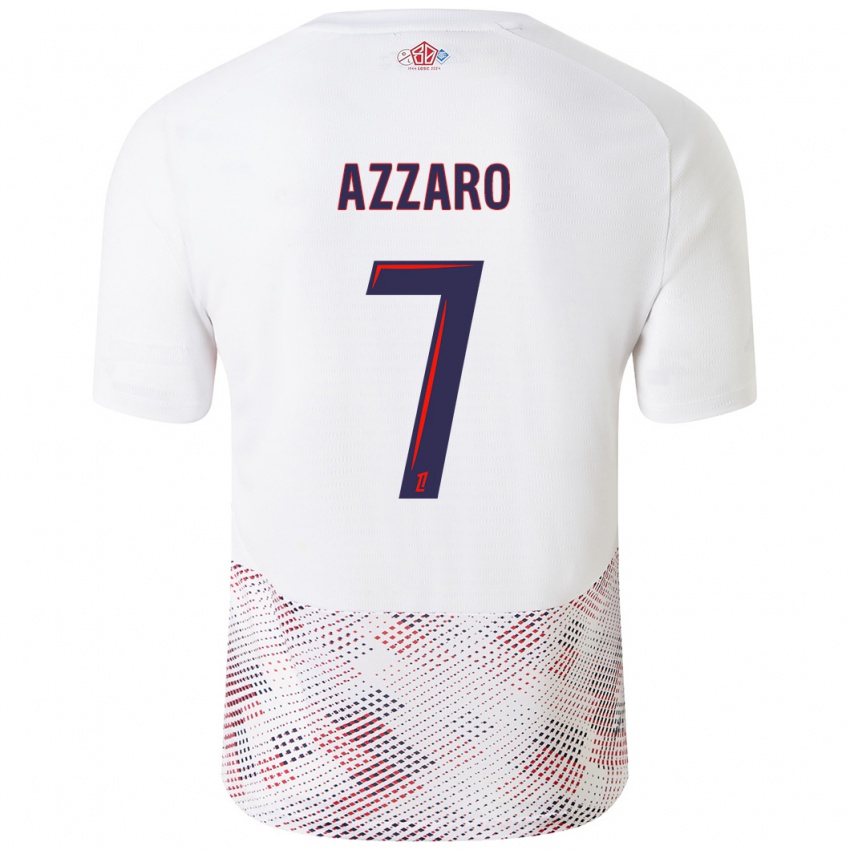 Niño Camiseta Lorena Azzaro #7 Blanco Azul Real 2ª Equipación 2024/25 La Camisa Argentina